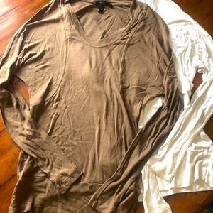 BCBGMAXAZARIA LS U shaped NECKLINE TISSUE JERSEY TUNIC TOPS XS